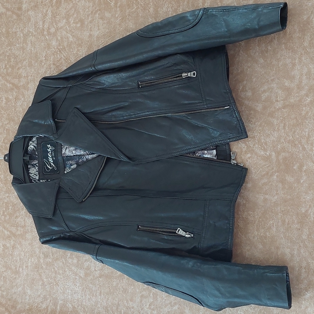 MINT CONDITON Guess 100% Leather Jacket Medium